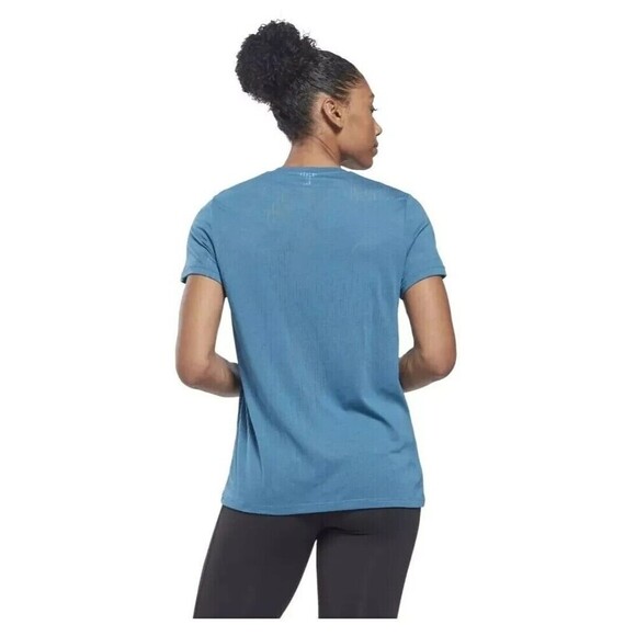 Reebok Women's T-shirt Plus Size Burnout Steely Blue Lightweight Short Sleeve 1X - Picture 2 of 6
